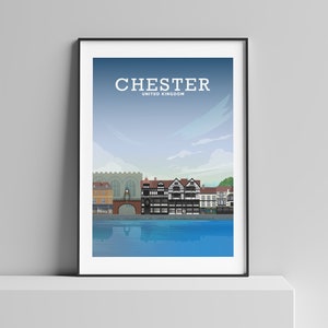 Chester Poster, Chester UK, English Travel Art