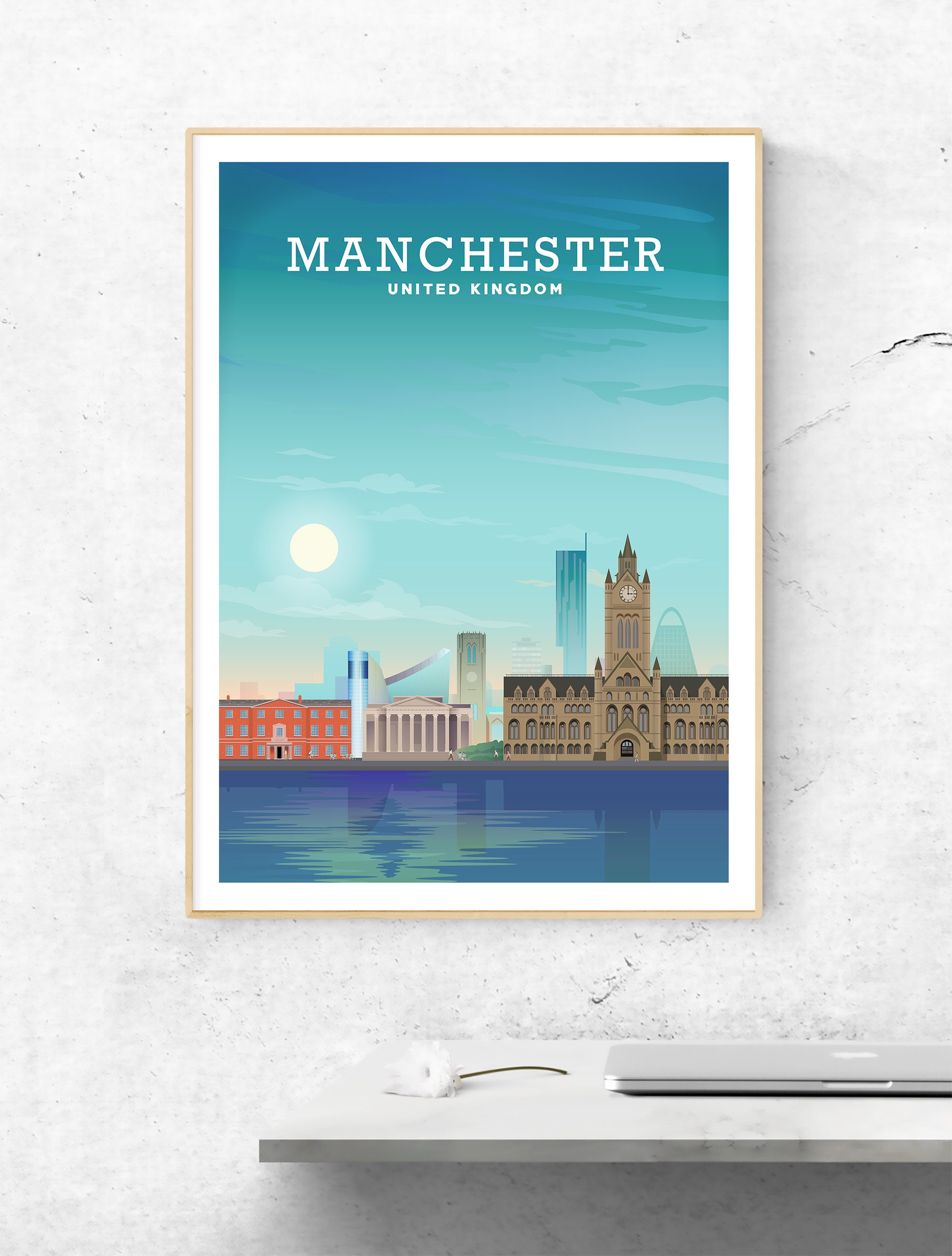 Discover Manchester Paysage D'Angleterre Cadeau Voyage Poster