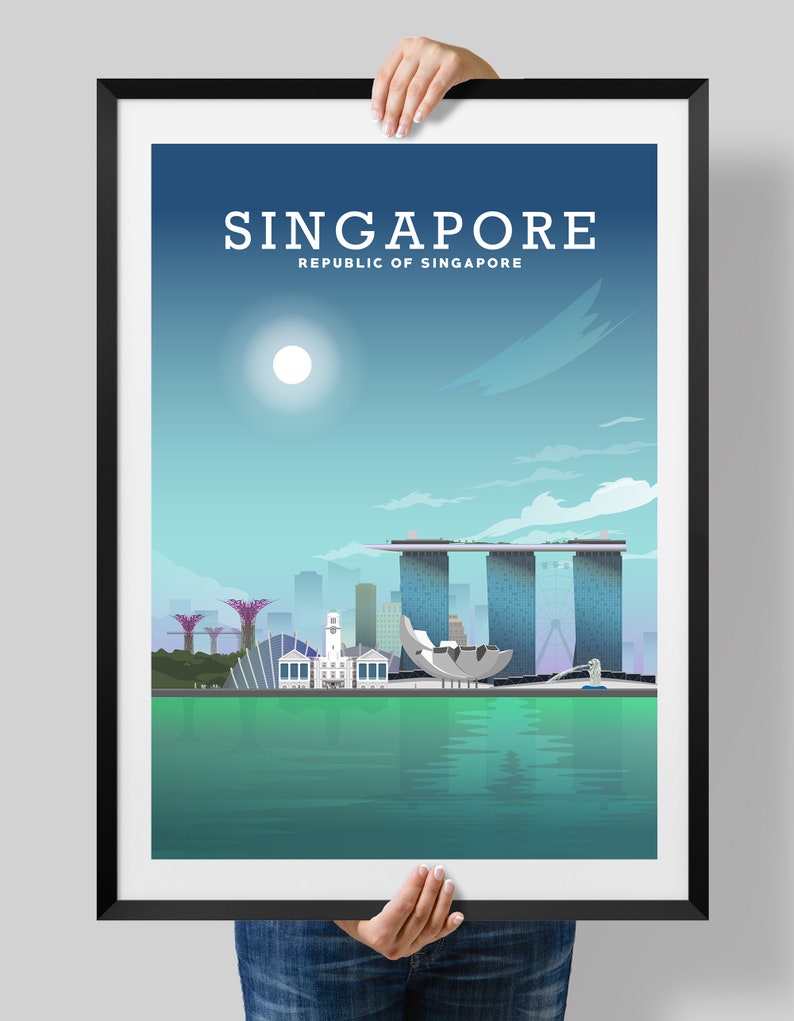 Singapore Print Singapore Poster Singapore Cityscape Etsy