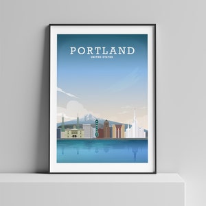 Portland Oregon, Portland Print, Portland Poster, Mount Hood, Portland USA, Portland Hipster, USA Travel Print, Portland Map