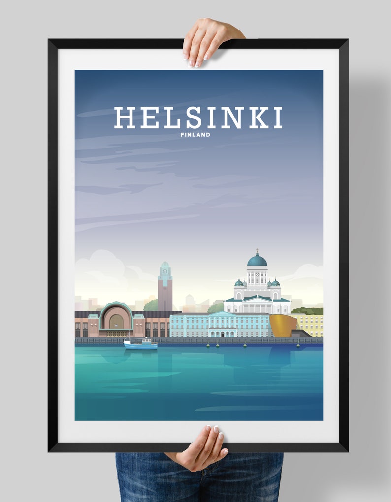 Helsinki Print Helsinki Poster Finland Art by Hillview Etsy