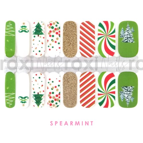 Peppermint Latte Nail Polish Strips / Christmas Nail Wraps / Etsy