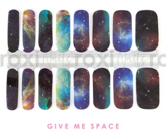 Space Nail Polish Strips / Space Nail Wraps / Nail Art Stickers - Give Me Space