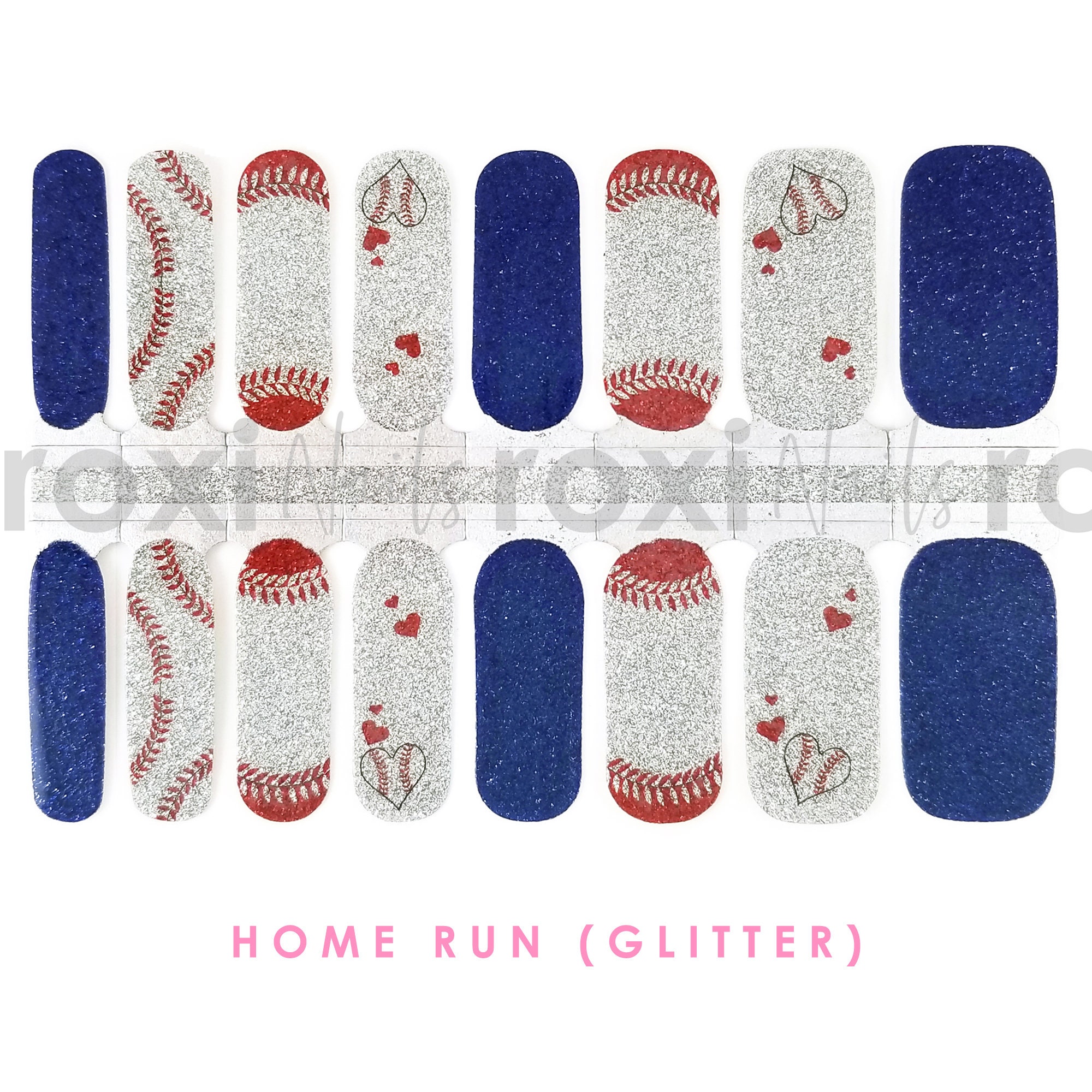 Baseball Nail Polish Strips / Glitter Nail Wraps / Nail Art Etsy