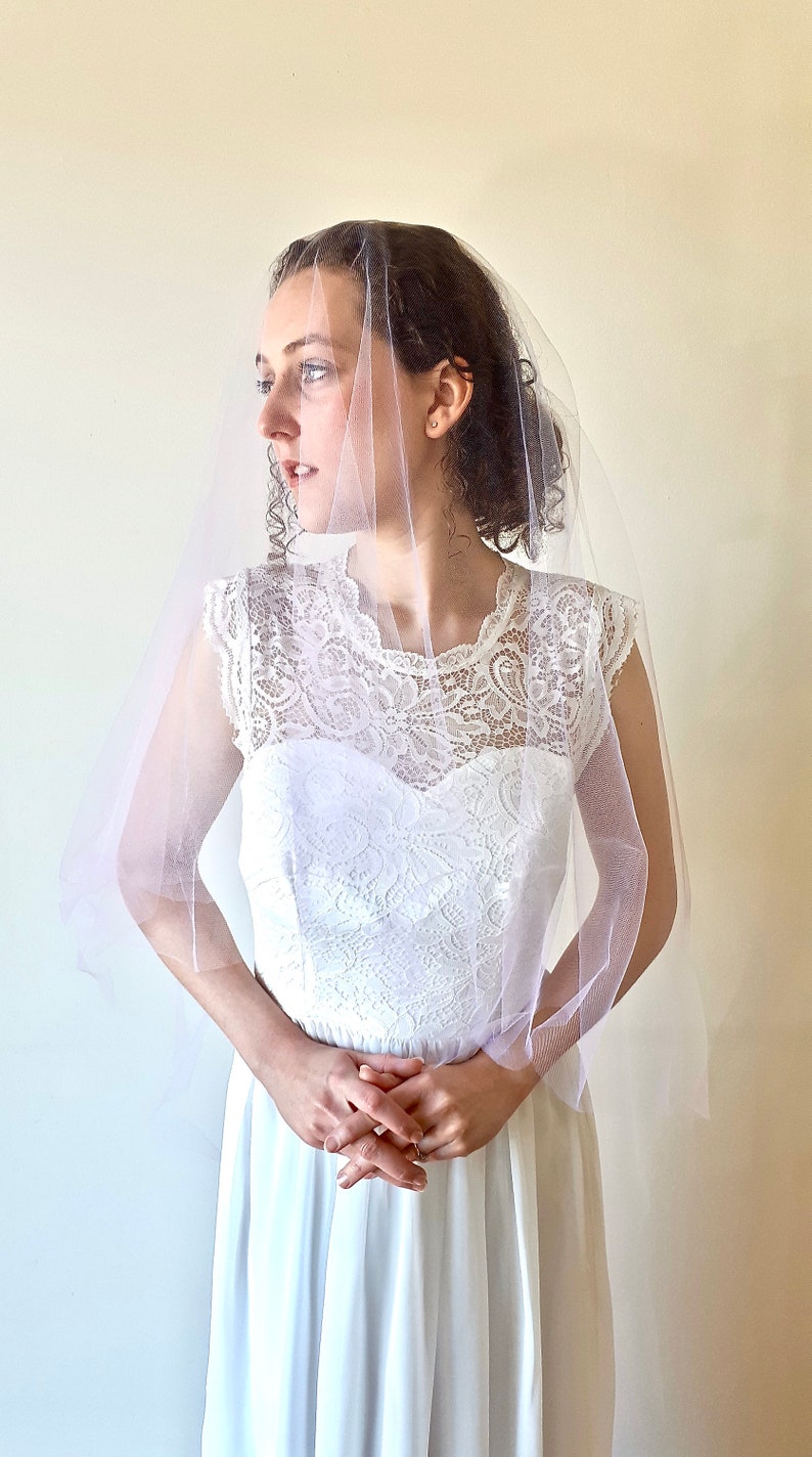 Elegant Wedding Veil Blush Pink Ballet Length Soft Tulle