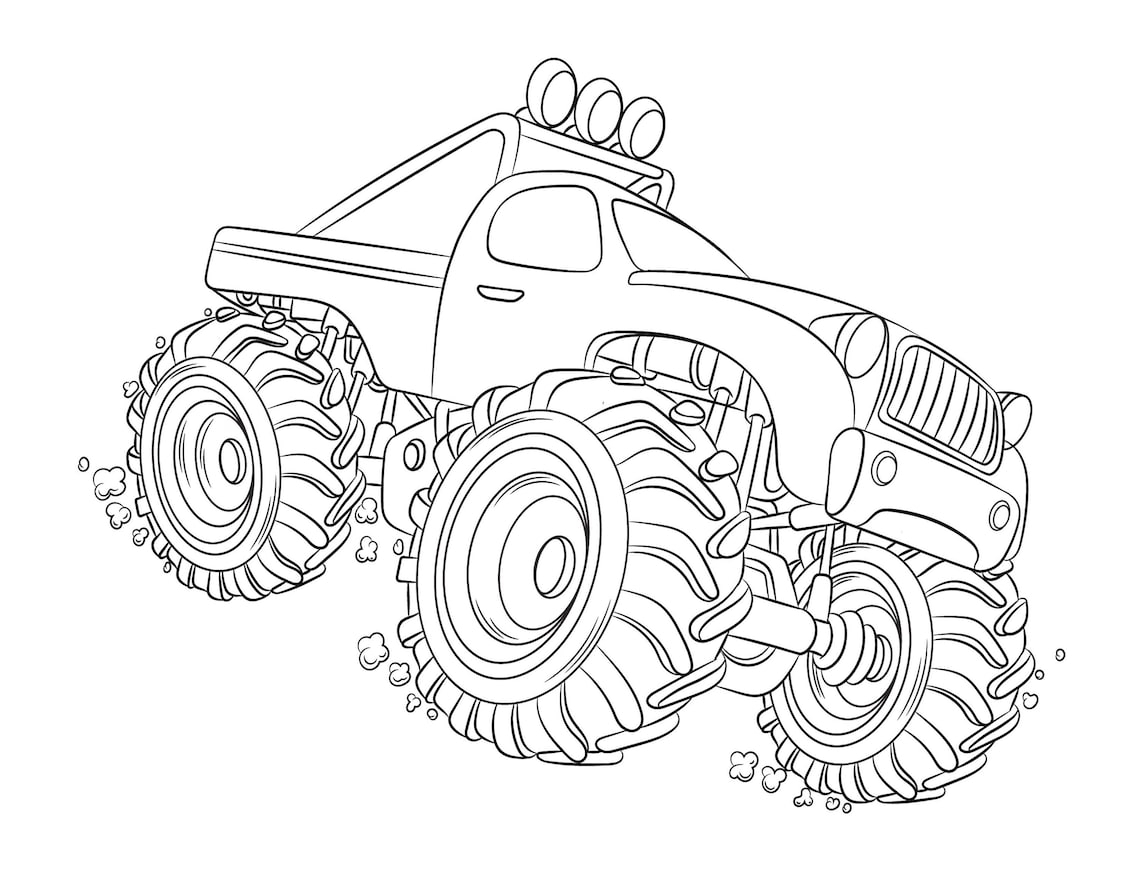 Monster Trucks Coloring Pages for Kids PDF File Instant - Etsy