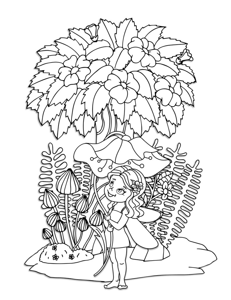 Fairy Woodland Garden Scenes Coloring Pages for Kids ...
