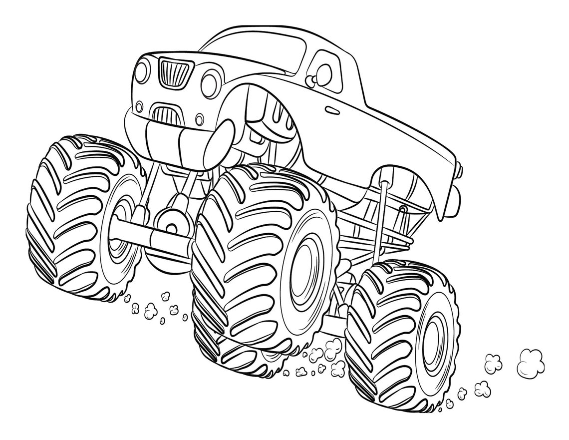 Monster Trucks Coloring Pages for Kids PDF File Instant - Etsy