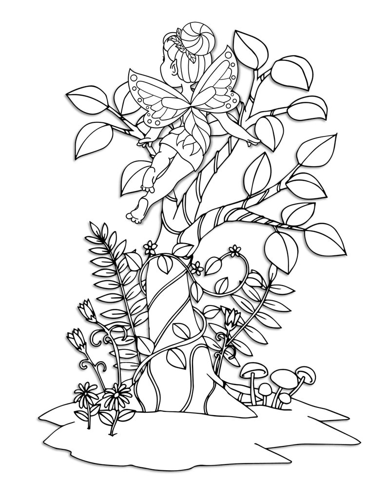 Download Fairy Woodland Garden Scenes Coloring Pages for Kids ...