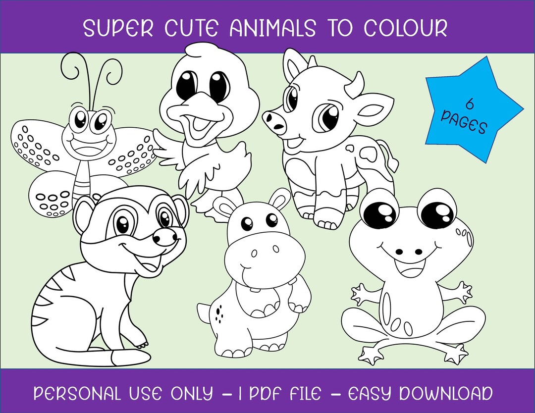 Cute Animals Giant Coloring Book for Kids: Super Cute Animals