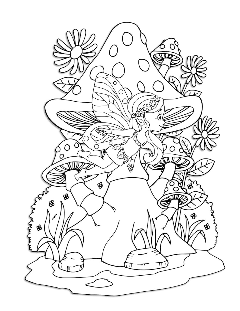 Download Fairy Woodland Garden Scenes Coloring Pages for Kids ...