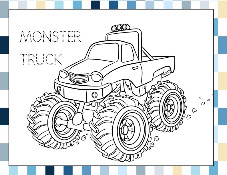Monster Trucks Coloring Pages for Kids PDF File Instant Etsy