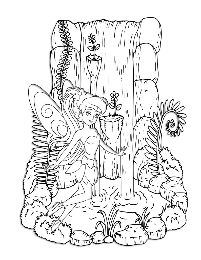 Download Fairy Woodland Garden Scenes Coloring Pages for Kids ...