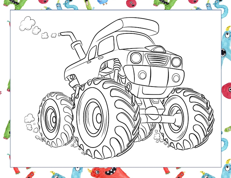 Download Monster Trucks Coloring Pages for Kids PDF File Instant | Etsy