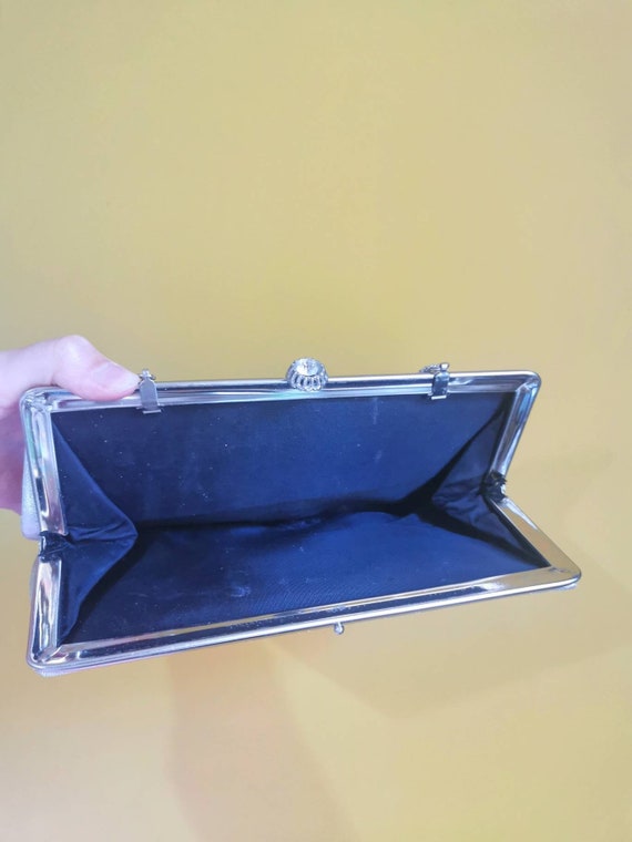 Vintage silver evening bag, vintage clutch bag wi… - image 3