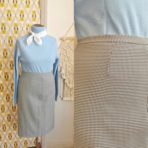 Vintage houndstooth pencil skirt, 70s vintage skirt, wiggle skirt, pin up, smart office wear