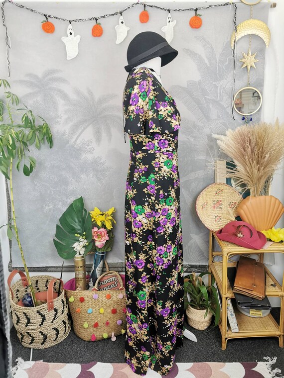 70s floral maxi dress with flutter sleeves,vintag… - image 7