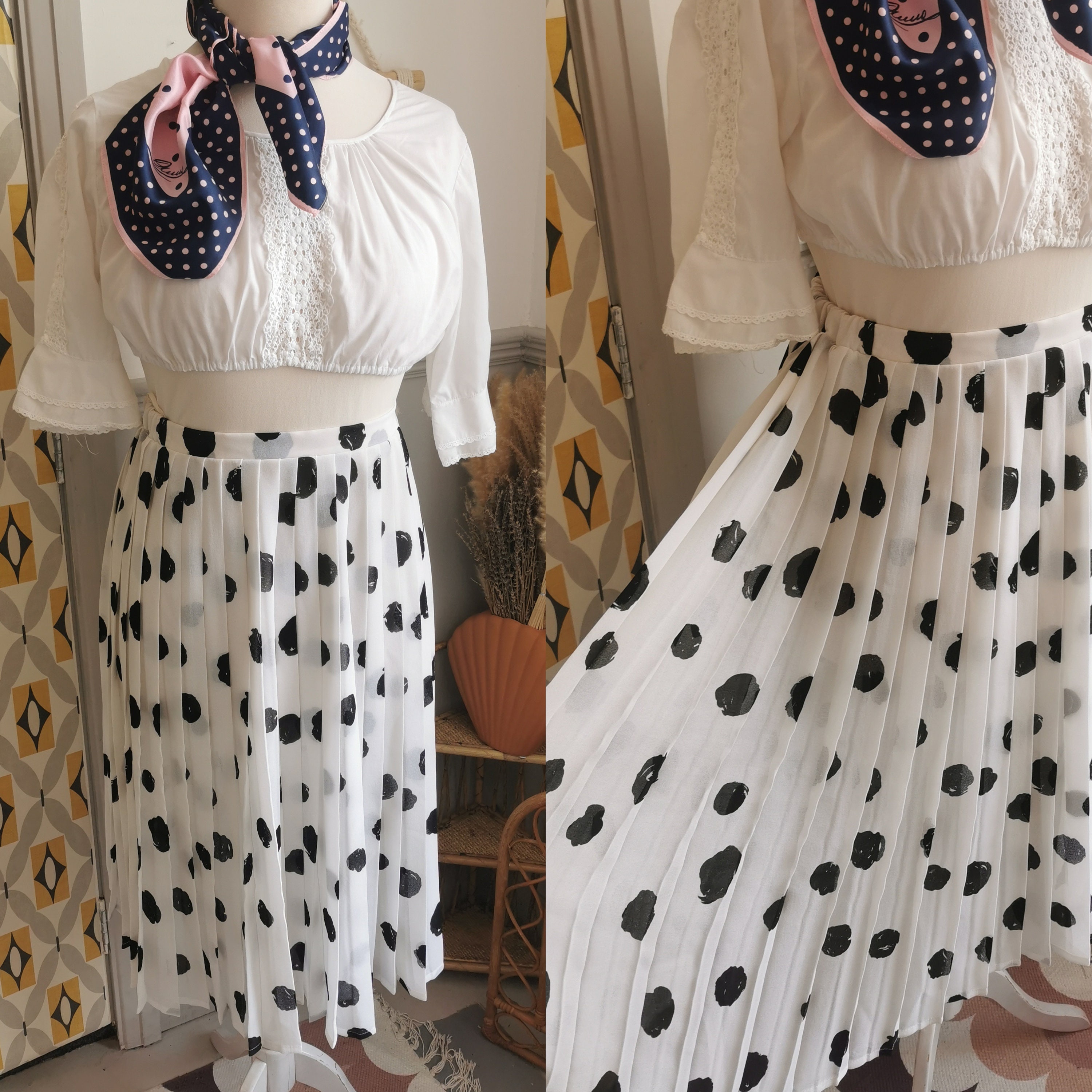 Polka dot 1980s skirt discount