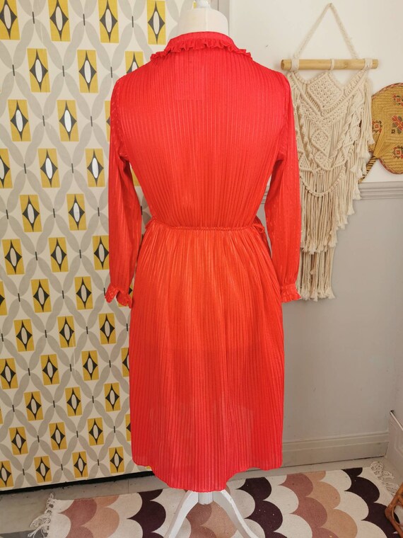 Vintage 70s pinstripe dress,bright red striped dr… - image 7