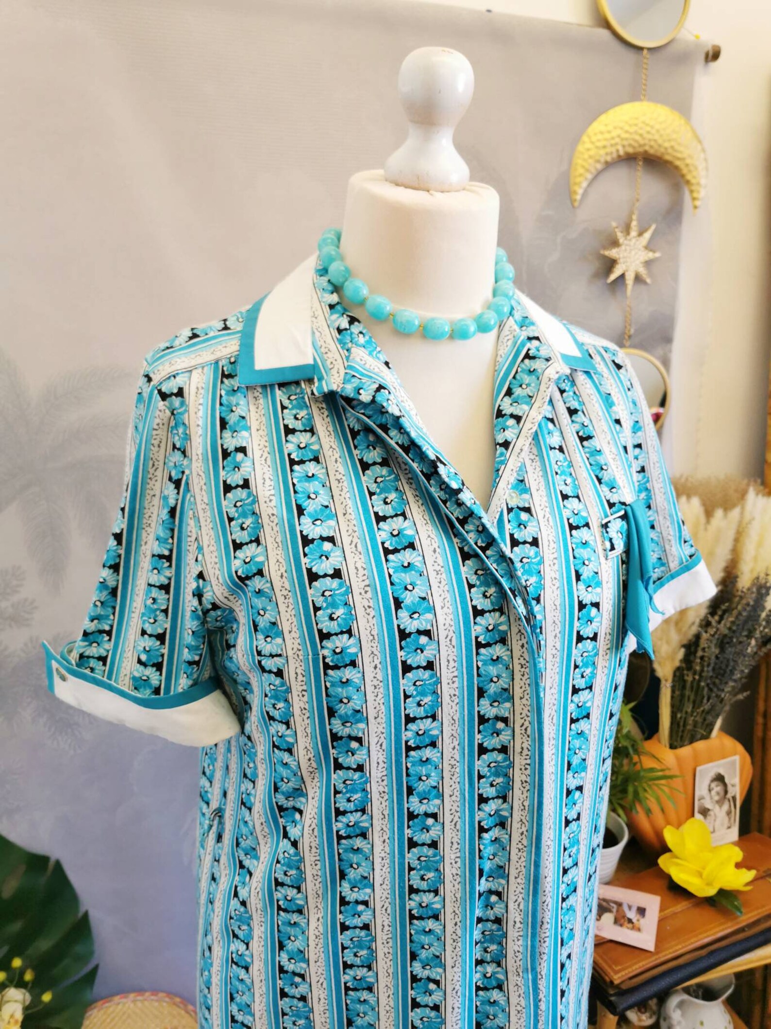 Vintage Floral Shirt Dressvintage Shirt Dress Vintage Blue Etsy UK