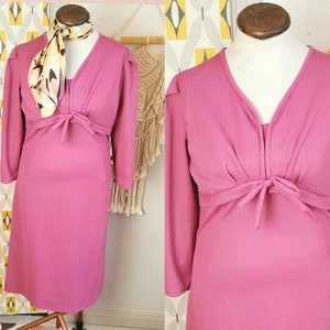 Vintage 70s cocktail dress,bow front gathered bust,mauve lilac,Crimplene mini dress, smart office dress,wedding guest outfit, spring fashion