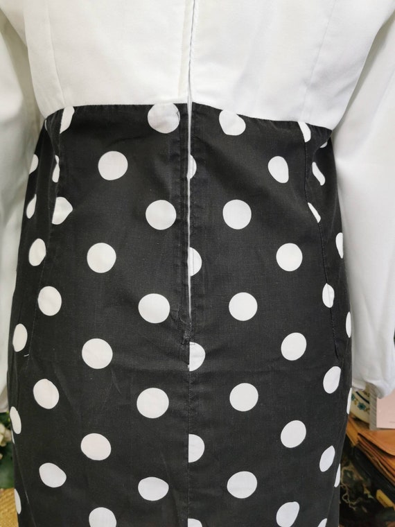 vintage 70s maxi dress,polka dot dress, monochrom… - image 9