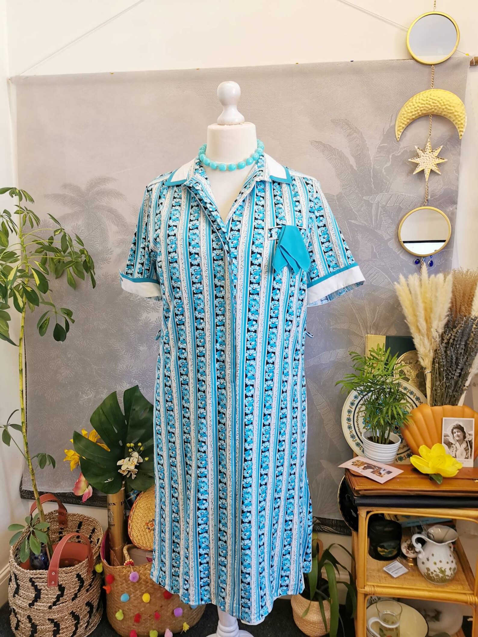 Vintage Floral Shirt Dressvintage Shirt Dress Vintage Blue Etsy UK