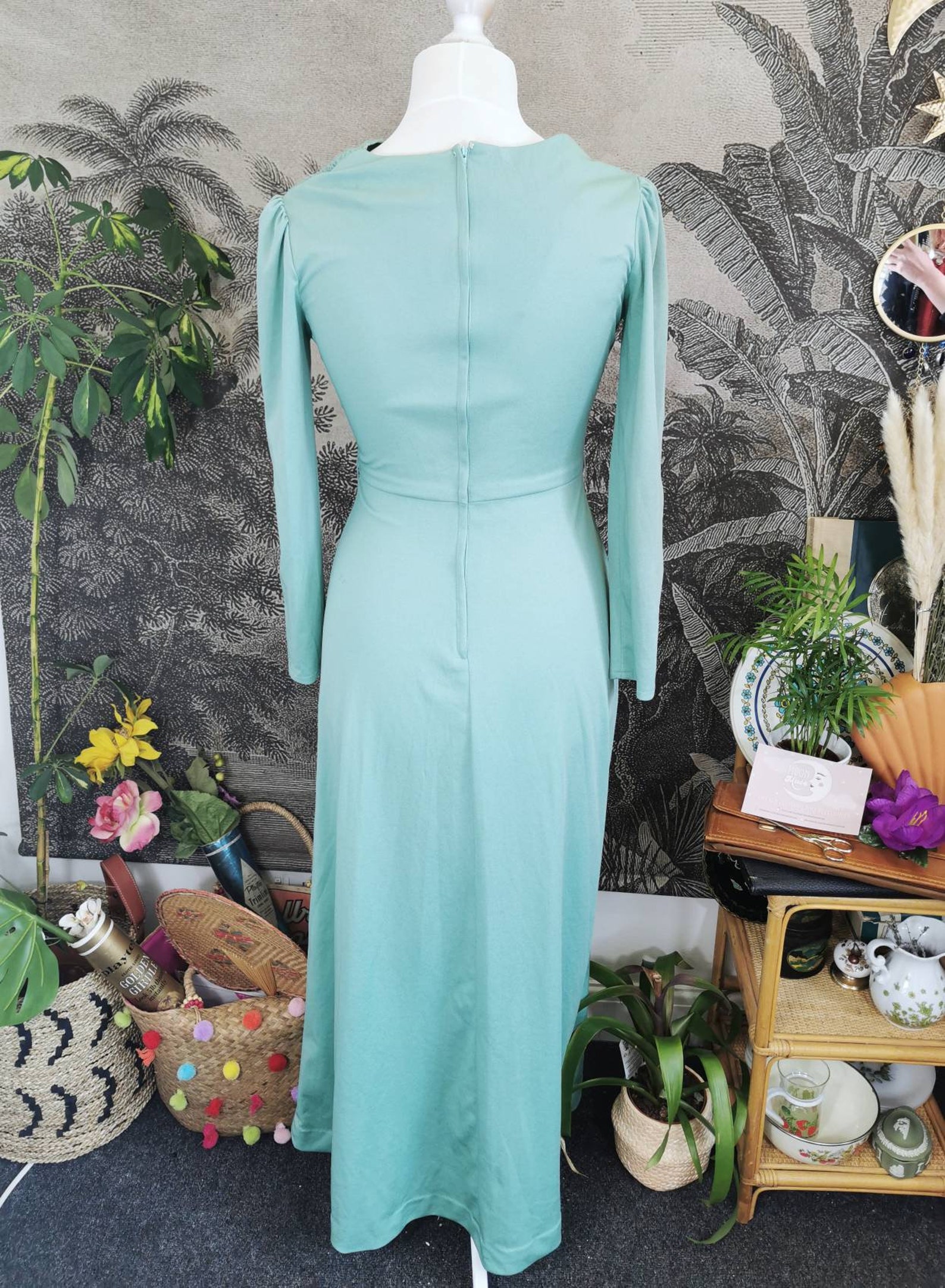 Vintage Cowl Neck Gown70s Vintage Dress Mint Green Vintage Etsy UK