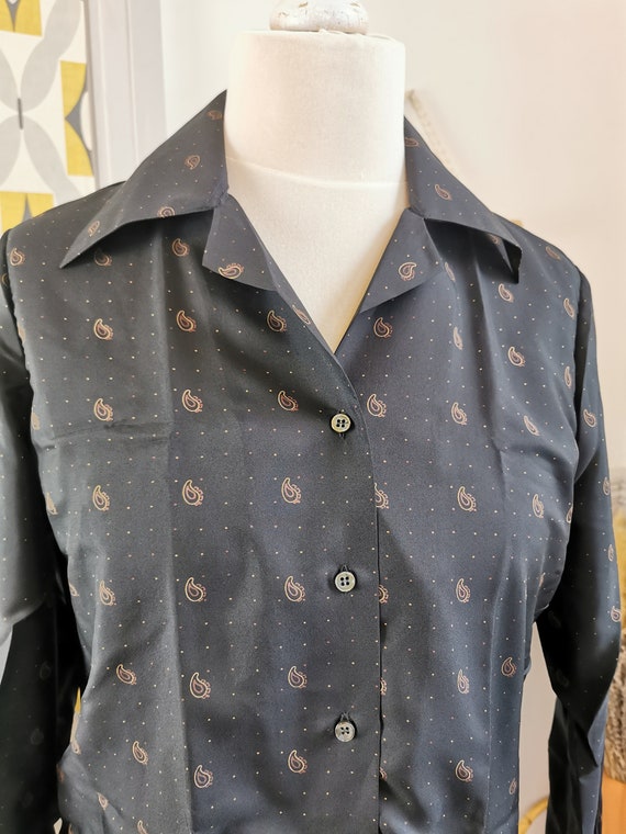 Vintage 70s dagger collar blouse, vintage paisley… - image 3