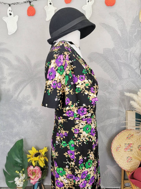 70s floral maxi dress with flutter sleeves,vintag… - image 5