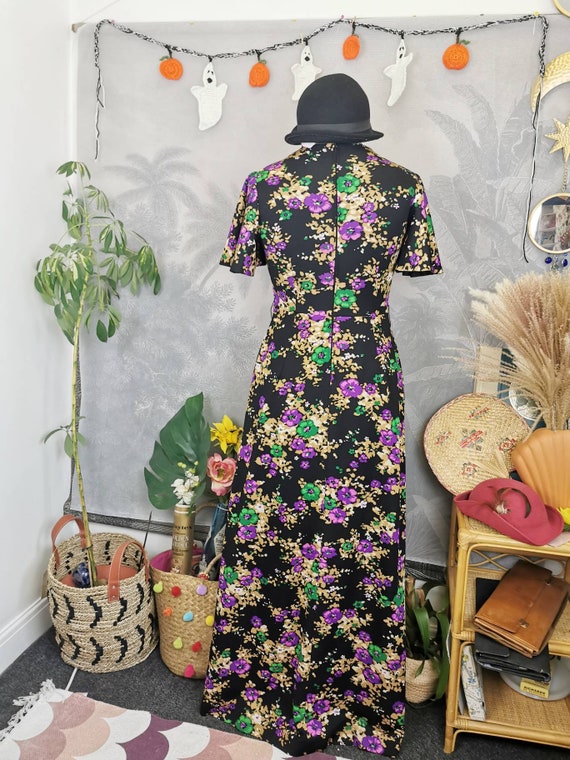 70s floral maxi dress with flutter sleeves,vintag… - image 6