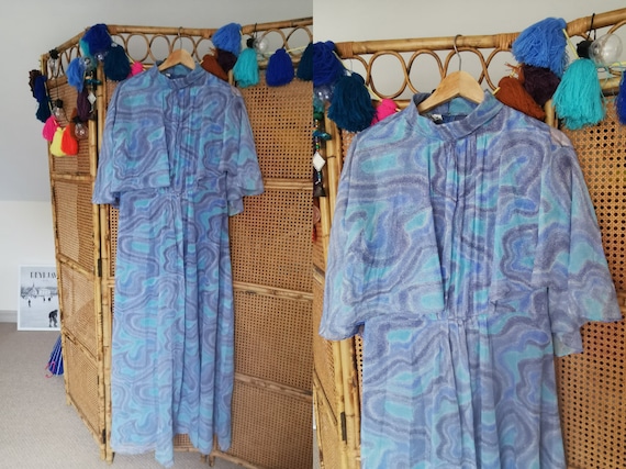 1970s maxi dress, 70s psychedelic maxi dress, Cape