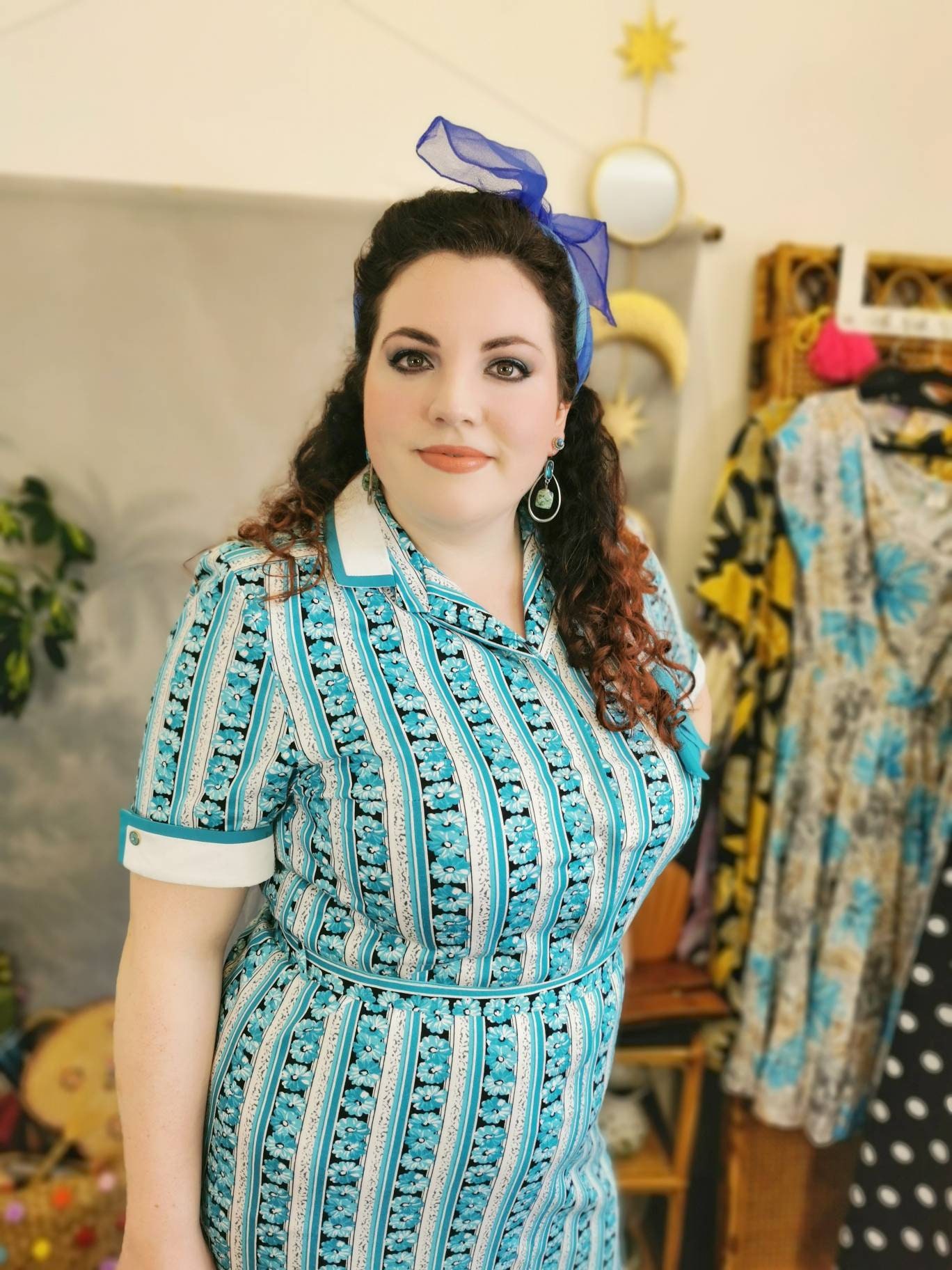 Vintage Floral Shirt Dressvintage Shirt Dress Vintage Blue Etsy UK