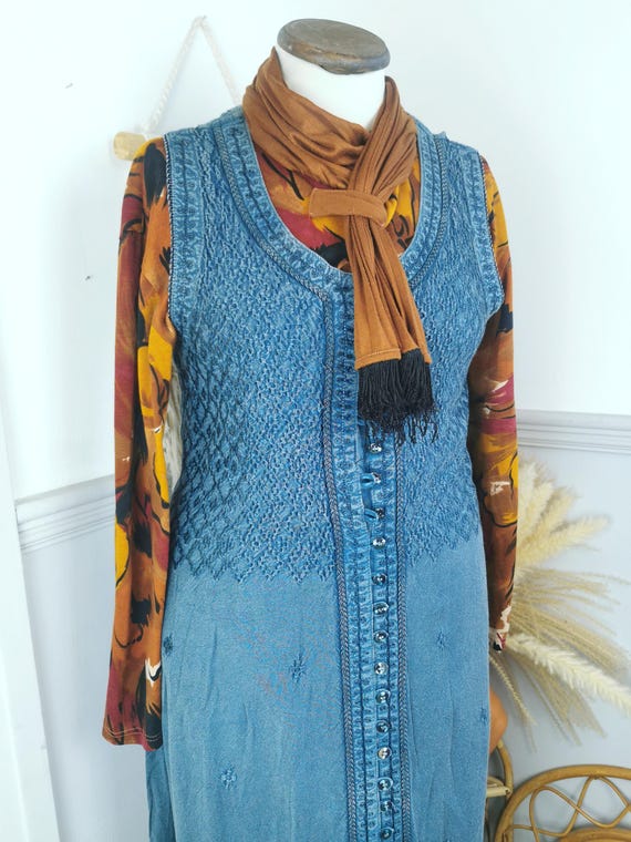 white christmas dresses Road Trip Denim Vest Dress – SPELL main image 1