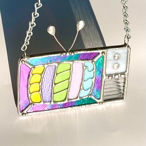 Vintage Color Test Television Stained Glass