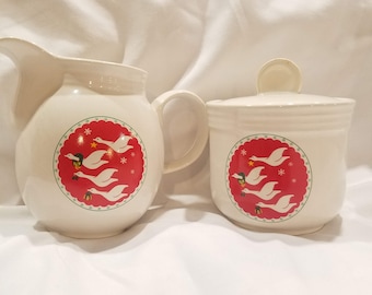 Vintage Richard Hoffman Sugar & Creamer 1986 "Going Home for Christmas"