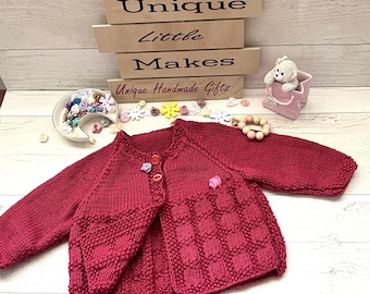 Cashmere Blend Baby Cardigan; Size 0-3 months - Dark Pink