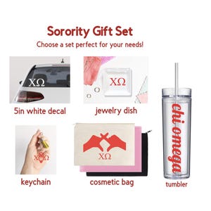 Sorority Gift Bundle - Chi Omega - XO - Decal - Bag - Cup - Decal - Keychain - Chi Omega Big Little Gift