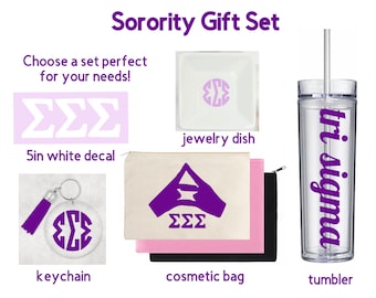 Sorority Gift Bundle - Sigma Sigma Sigma - Tri Sigma - Decal - Bag - Cup - Decal - Keychain - Sigma Sigma Sigma Big Little Gift