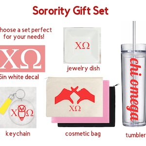 Sorority Gift Bundle - Chi Omega - XO - Decal - Bag - Cup - Decal - Keychain - Chi Omega Big Little Gift