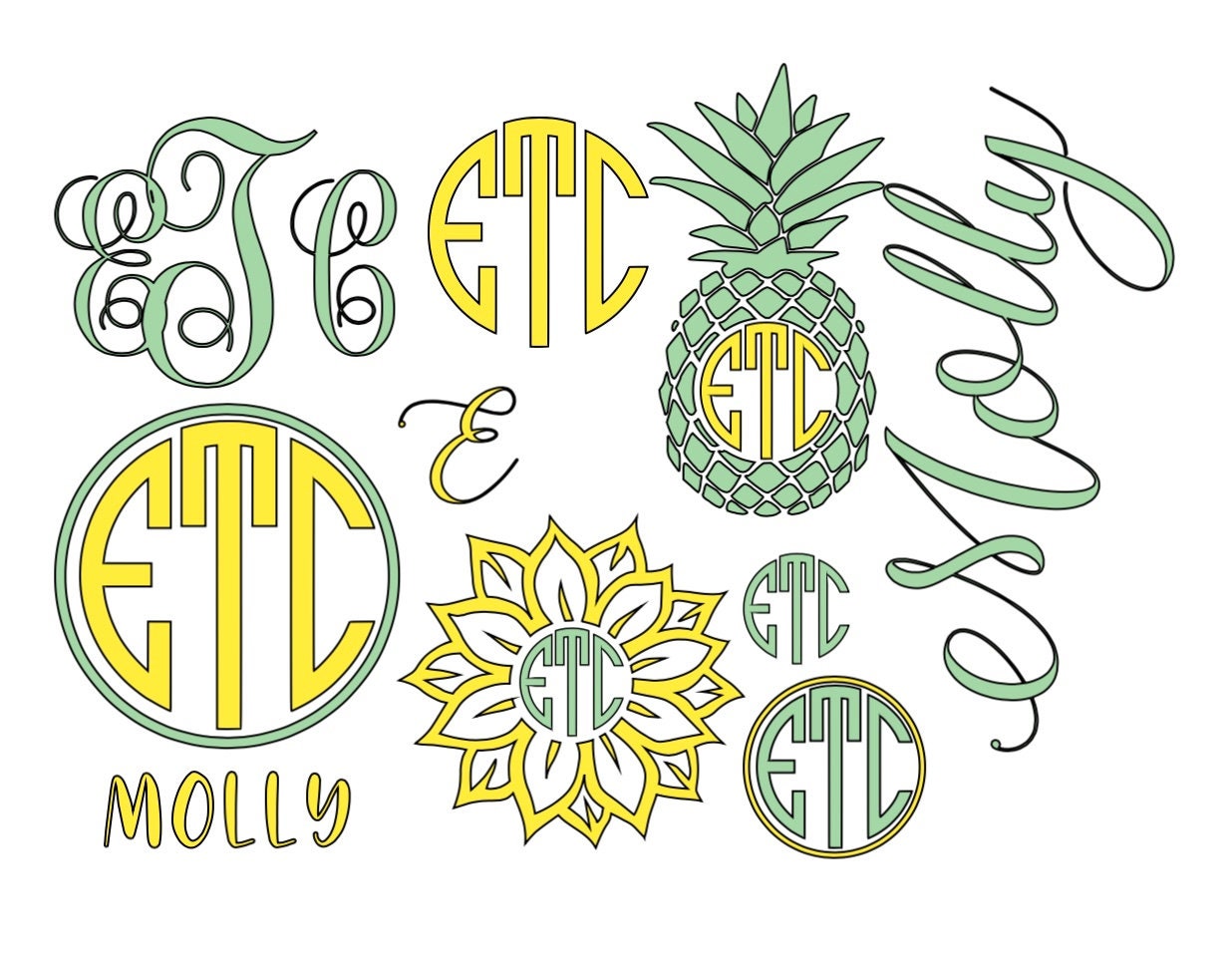 Sticker Monogram Texture Monogram Decal Pack - Monogram - Decals - Decal Pack - Monogram Sticker ...