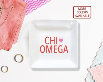 Sorority Ring Dish - Chi Omega badge dish - Badge Dish - Chi-O Ring Dish - Chi Omega - Ring Dish - Sorority Gift - Big Little Gift