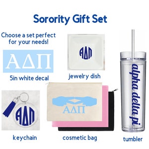 Sorority Gift Bundle - Alpha Delta Pi - ADPi - Decal - Bag - Cup - Decal - Keychain - Alpha Delta Pi Big Little Gift