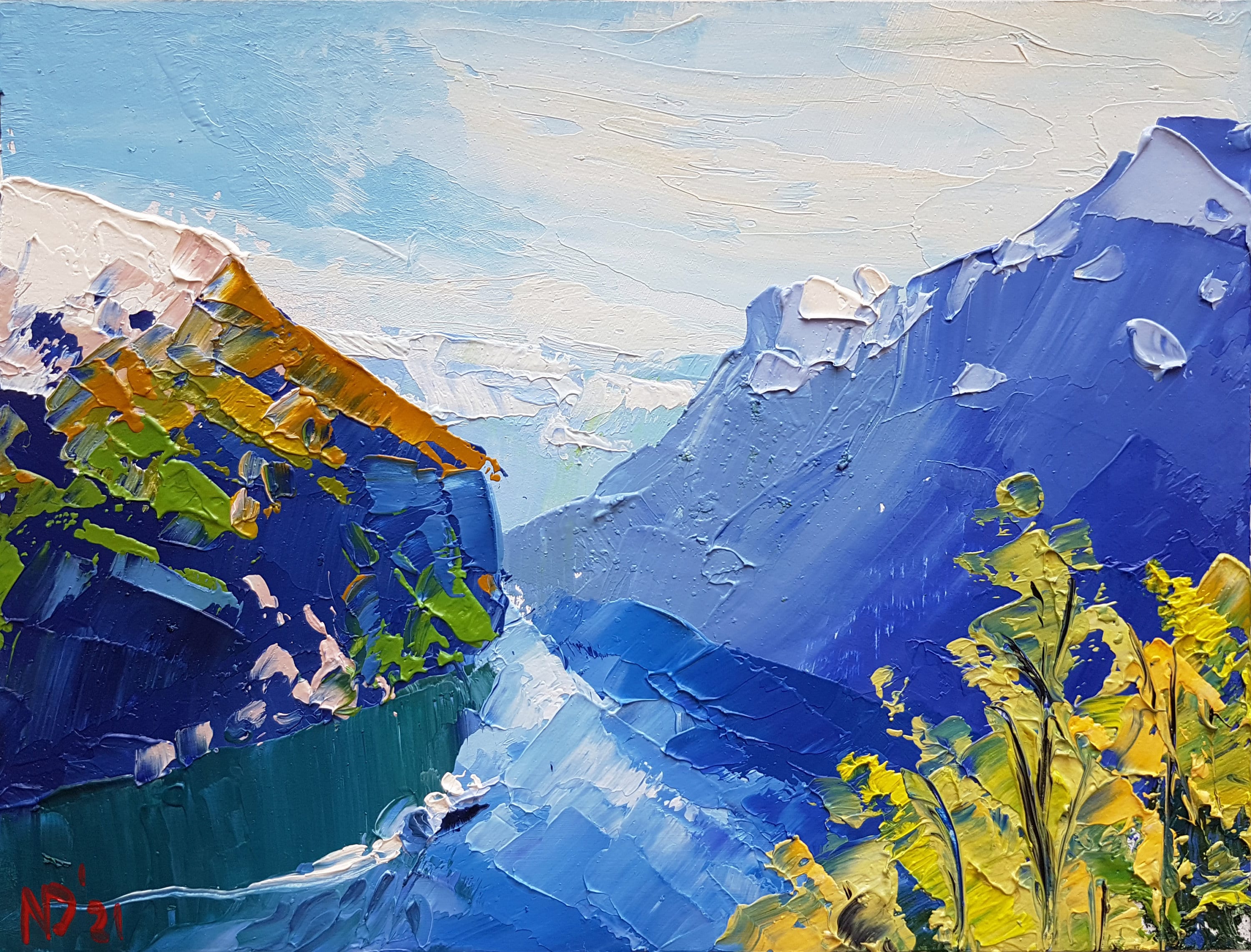 Geiranger Fjord Painting Original Norway Waterfall Oil Art Etsy