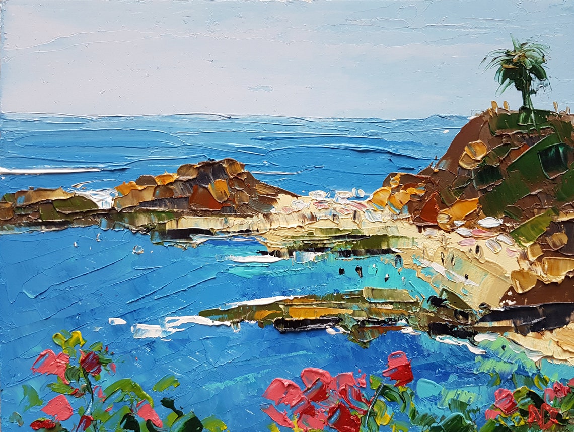 Laguna Beach Painting California Original Small Oil Art Flower Etsy