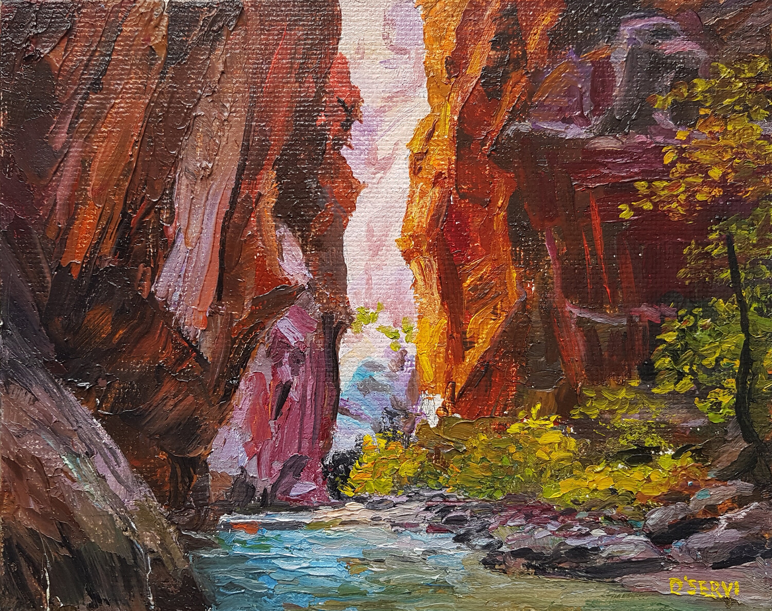 Zion National Park Original Oil Painting Utah River Coastal Etsy