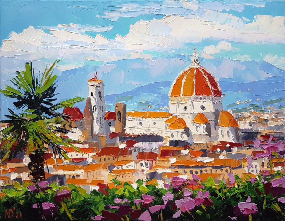 Florence Painting Original Oil Italy Cityscape Art City Scene Etsy