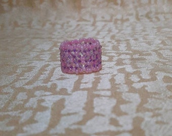 Beaded ring set, Beaded ring, rings, unisex beaded ring, fashion ring, pink and purple ring, two colours ring, beautiful ring, handmade ring