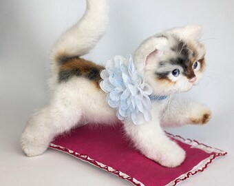 Realistic Fluffy Faux Fur Kitten for Gift