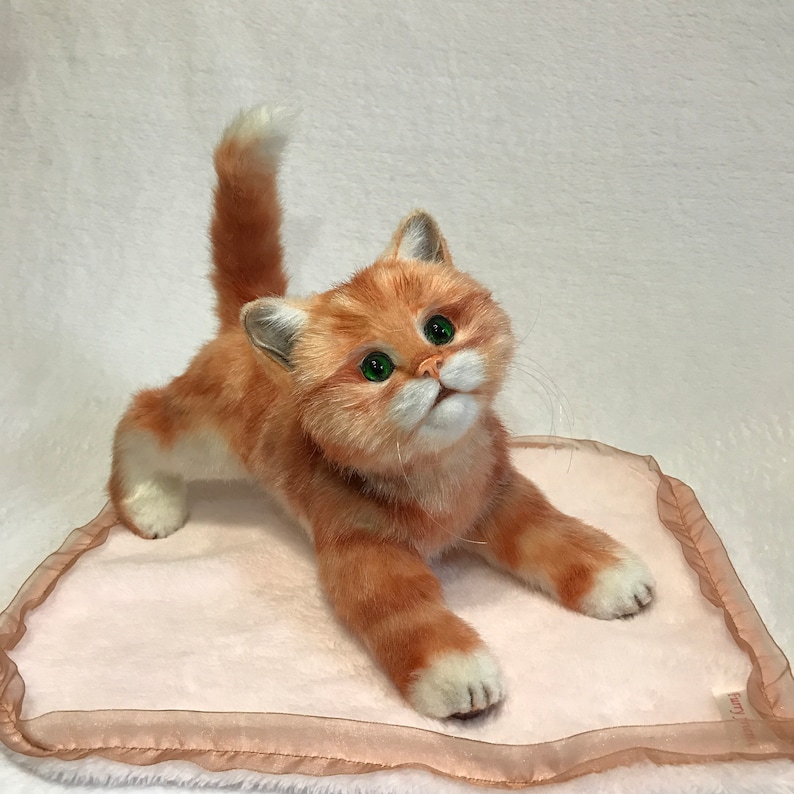 Realistic Movable Soft Toy Ginger Kitten Faux Fur Cat for Kids Etsy